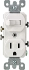 Leviton 5225-W Combo Switch and Receptacle 15A-120V AC/CA White