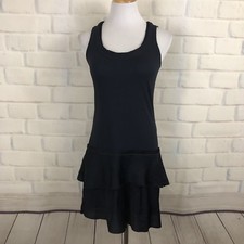 Ann Taylor Loft Navy Tank Dress Chain Embellishment Ruffle Hem Sleeveless XS