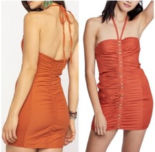 Free People Bali Babe Hold On Mini Halter Bodycon Dress L NWT $128