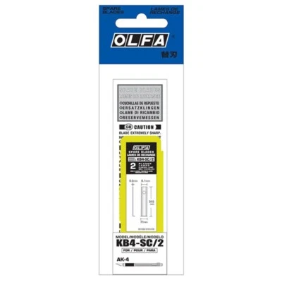 OLFA KB4-SC/2 Cuchillas Raspadoras de Repuesto para Cuchillo Artístico AK-4. Pack de 2 cuchillas