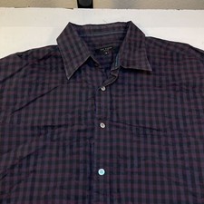 TED BAKER LONDON DESIGNER BUTTON UP DRESS SHIRT Mens 6 2XL Checkered Purple