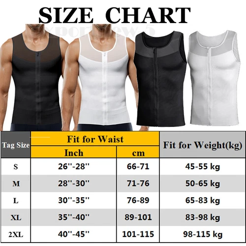 Men Slimming Body Shapewear Gynecomastia Compression Vest Zip Up Shirt Tank Tops - Picture 2 of 24