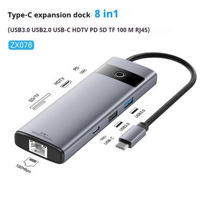 Type C 6/7/8 in 1 Hubs 4K HDTV PD100W USB Ethernet Adapter for Pad and