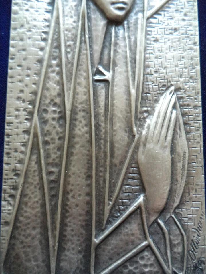 Ottaviani quadro placca argento 925 Madonna stilizzata vintage 15 x 6,5 cm - Immagine 4 di 4