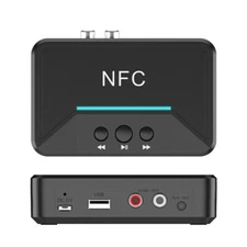 Wireless Bluetooth 5.0 Receiver 3.5mm Jack AUX NFC to 2 RCA Audio Stereo Adapter