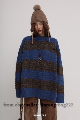 Special Yarn Three-dimensional Knitting Technology Large Stripe Sweater