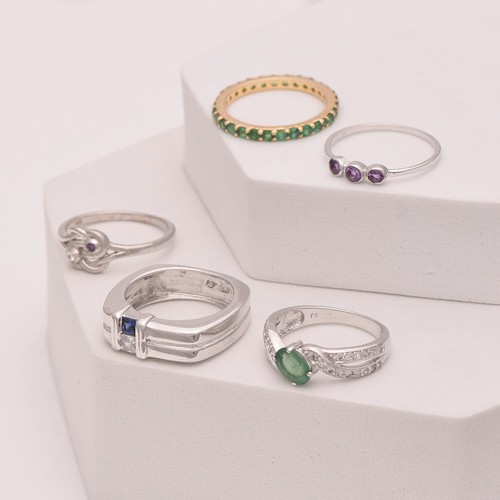 Love Knot Ring 925 Sterling Silver Multi Gemstone Combo 5 Pcs Solitaire Ring - Imagen 2 de 4