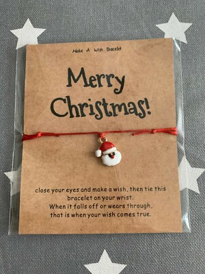 MAKE A WISH SANTA FACE BRACELET FRIENDS CHRISTMAS EVE BOXES GIFT SECRET  SANTA UK