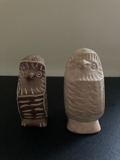 Hand Carved Soapstone Owl Figurines Set of 2 Indigenous Folk Art
