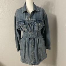 Levi  s Trucker Denim Dress Cinched Waist Blue Women's XS Made Crafted Western