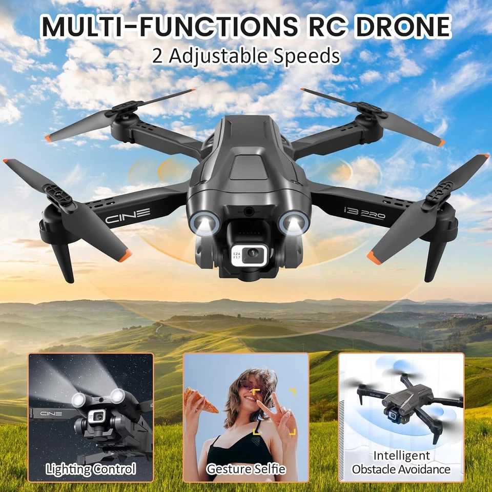 I3 PRO RC Droni con Telecamera 4K HD FPV Evitare Ostacoli 3D Flips RC Quadcopter