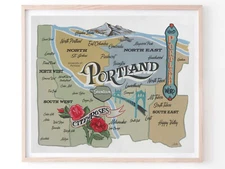 Portland Oregon map Print