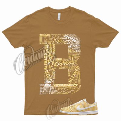 Dunk Low Yellow Gingham T Shirt Vivid Sulfur White Gum Light Brown Match BLESSED