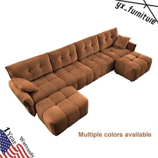 1-4 Seat Chenille Modern Sectional Sofa Set Living Room Long Couch w/O Ottoman