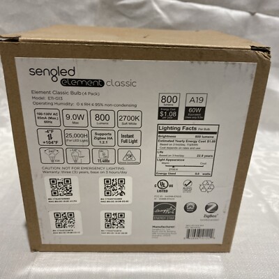 Sengled Element Plus A19 Programmable LED Smart Bulb - 4 pack