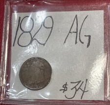 1829 Capped Bust 5 Cent Silver Half Dime (AG) About Good Condition! ENN Coins