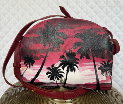 Rare Artisan Sophia Visconti Leather Bag Boho Luxe Hand-Painted Wearable Art