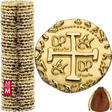Metal Pirate Coins - 35 Gold Treasure Coin Set, 35 Pcs,