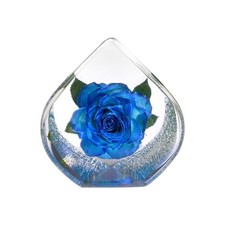 Blue Preserved Rose in Resin Teardrop Shaped Real Flower Gift Set Decor
