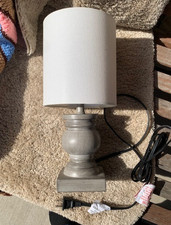 Table Lamp Faux Weathered Wood Gray 12" X 5" with shade, bulb,  switch cord