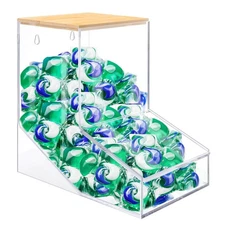 JYPS Laundry Pods Container, Acrylic Dishwasher Pods Holder w/ 2 Lids, Dispen...