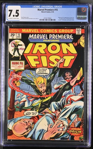 Marvel Premiere #15 CGC 7.5 Beautiful Book! 1st Appearance of Iron Fist 1974