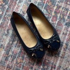 Vionic women  s Minna navy blue leather Ballet Flats comfortable work sz 6.5 EUC