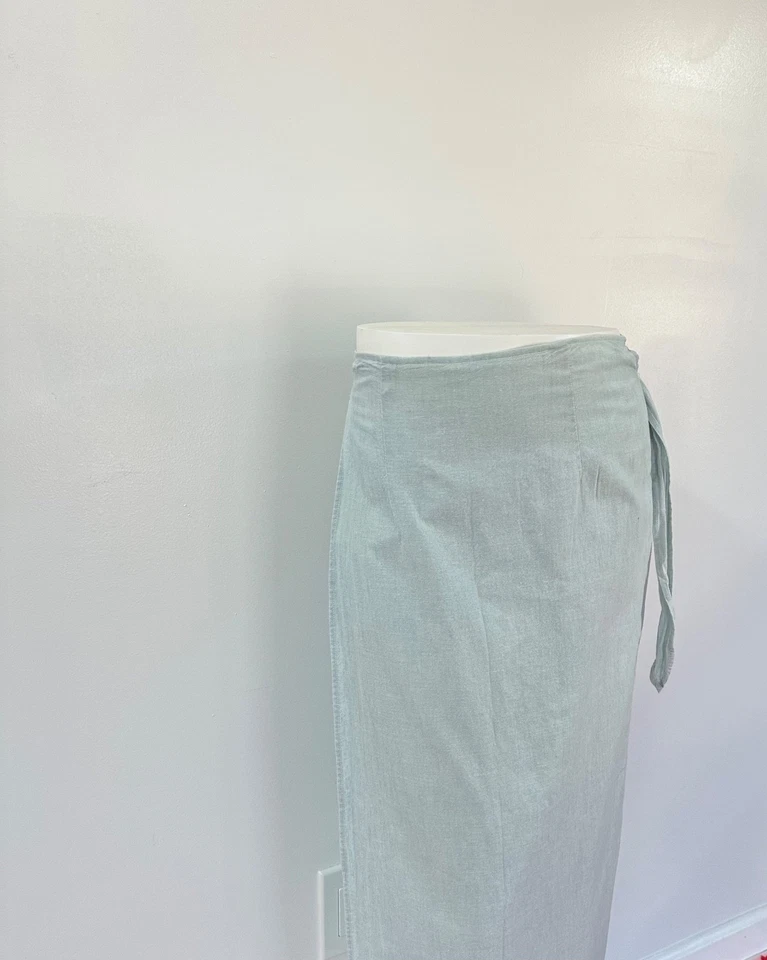 Ralph Lauren женщин хлопок надежном Midi юбка размер L синий 90-х винтажный Chambray - Изображение 4 из 4