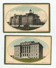 Postcards-TWO-Embossed, Faux Frame-General Hospital & Normal School, Canada,