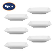 Dipping Dish Bowl Porcelain 6Pcs Square White Soy Sauce Chutney Dips Vitrified