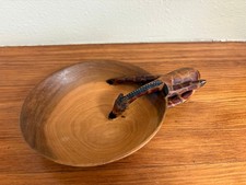 Hand Carved Wooden Giraffe Figurine Decorative Bowl Trinket Dish