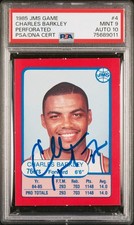 1985 JMS Game Charles Barkley Signed Rookie Card PSA 9 Auto 10 #4 Pop 2 Rare
