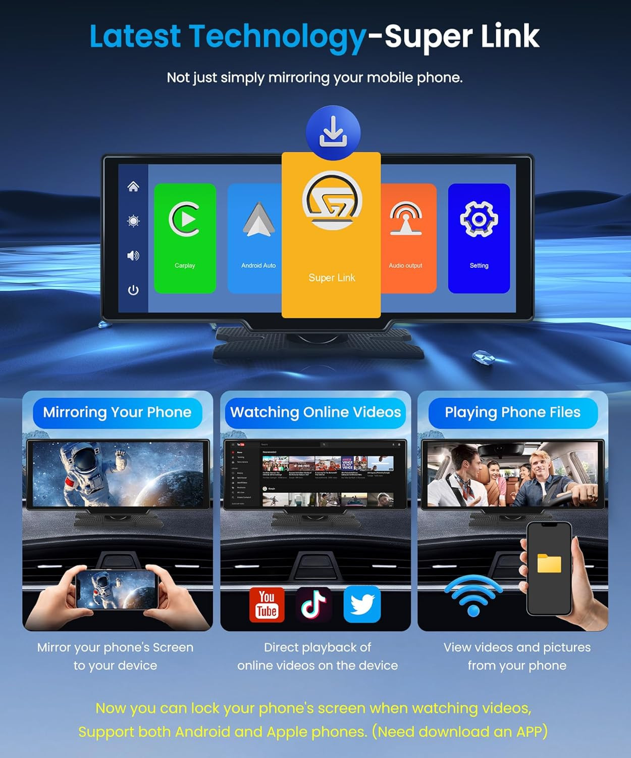 Smart Screen Auto 10.26": CarPlay Wireless e Android Auto IPS 4K - 4