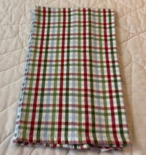 Kitchen Dish Towel Or Tea Towel, Cotton, Woven Check, White, Red, Green, Blue