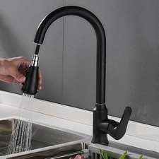 Black Pull-Out Kitchen Sink Faucet – 2 Spouts Single Lever Mixer Hot & Cold Tap