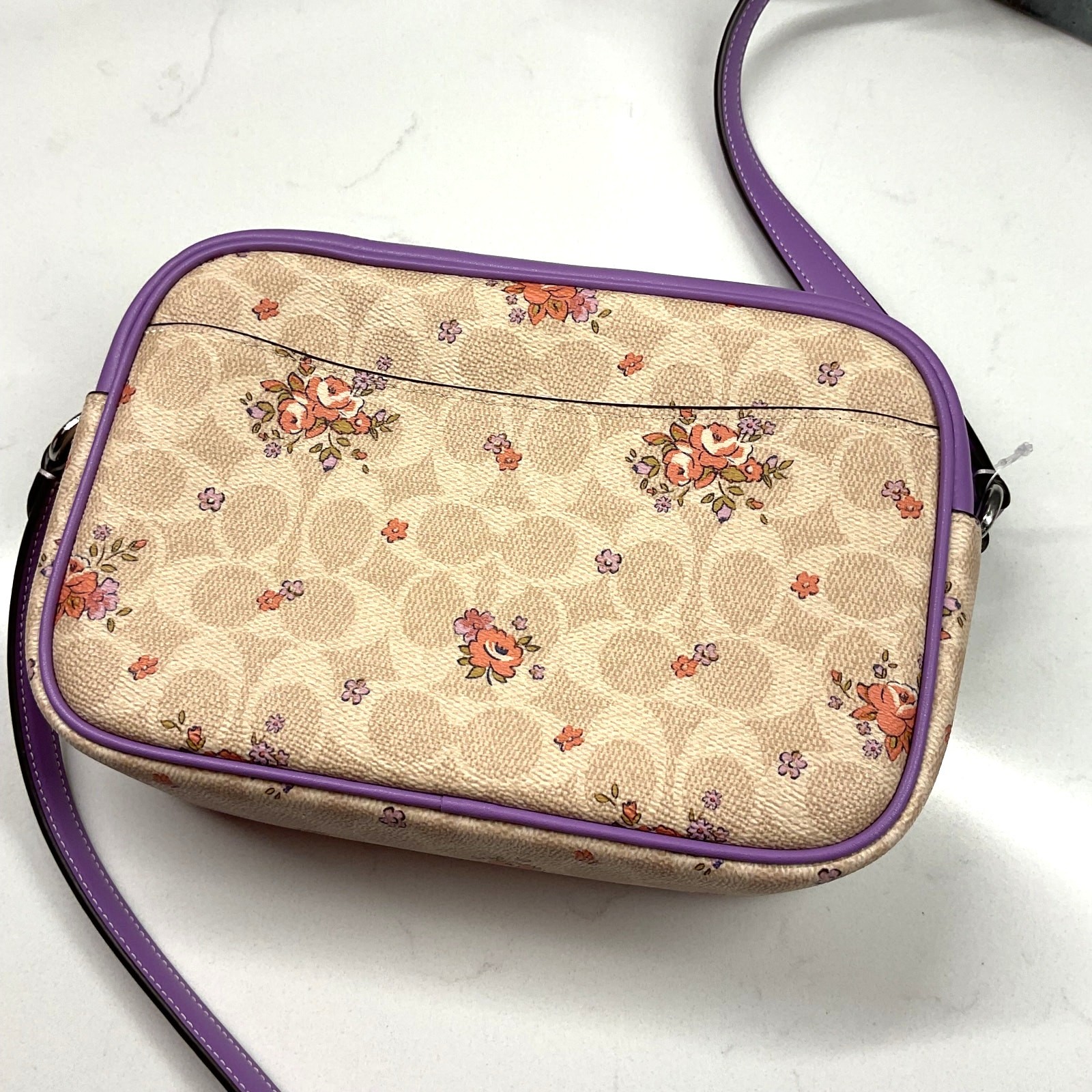 Coach Signature Sand Lavender Floral print Jamie Crossbody Mini/Camera Bag NWT image 3
