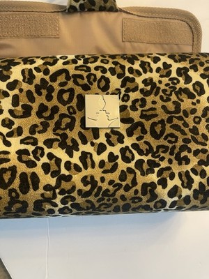 Jonathan Adler Leopard Print Travel Organizer Roll Multi Zip Toiletry Cosmetic B