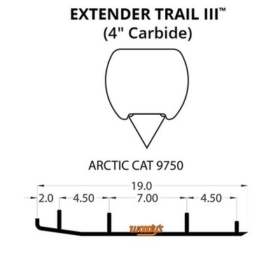 Woody's Extender III 4.0'' Carbide Runners Arctic Cat Bearcat 660 WT Turbo (2007)