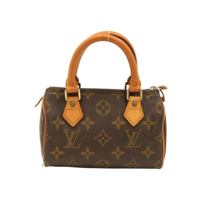 Authentic Louis Vuitton M41534 Mini Speedy Brown Monogram Handbag Serial TH0945