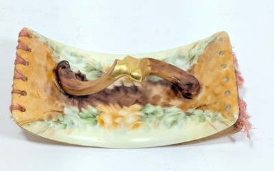 Antique T&V Limoges France Porcelain Ink Blotter Yellow Roses