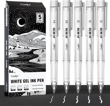 White Gel Pens with 0.4mm, 0.5mm 1.0mm Assorted Tips, Opaque White Ink Pens fo