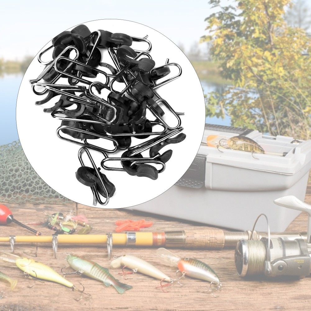 30Pcs Durable PE Lures Bait Clip Fishing Hook Decoupling Accessories(black)