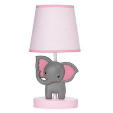 Bedtime Originals Twinkle Toes Lamp with Shade  Bulb - Pink, Gray, Animals