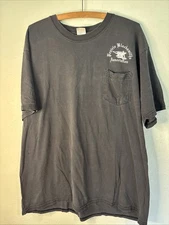 VTG Prairie Blacksmith Association Distressed Black XL Shirt Pocket Tee Grunge