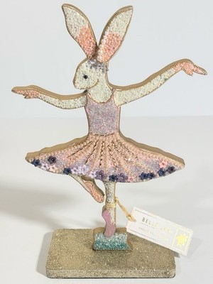 Bella Lux Beaded Chic Easter Bunny Rabbit Sequined Textured Ballerina 12 