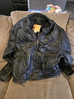 VTG Walter Dyer Leather Jacket Motorcycle Quilted Heavy Black Biker 54 USA Liner