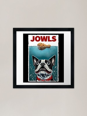Lustiges gerahmtes Wandbild Boston Terrier und Fried Chic Poster Leinwanddruck Bild