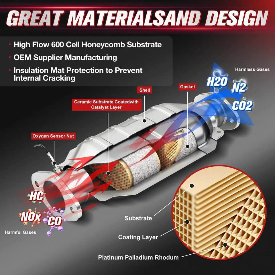 Conversores catalíticos adequados para 2007-2012 Nissan versa 1.8L, 2009-2010 Versa 1.6L - Imagem 4 de 4