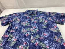Izod Saltwater Shirt Mens XL Blue Floral Button Down Short Sleeve