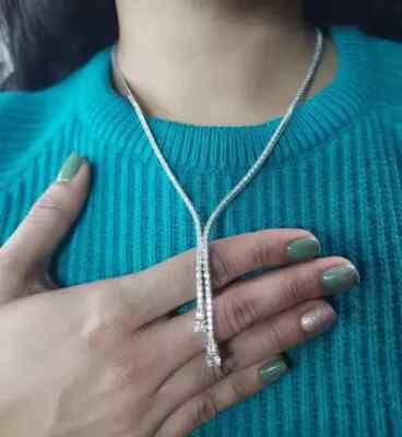 20Ct Round Cut Women's Lariat Necklace Lab-Created Diamond 14k White Gold Plated